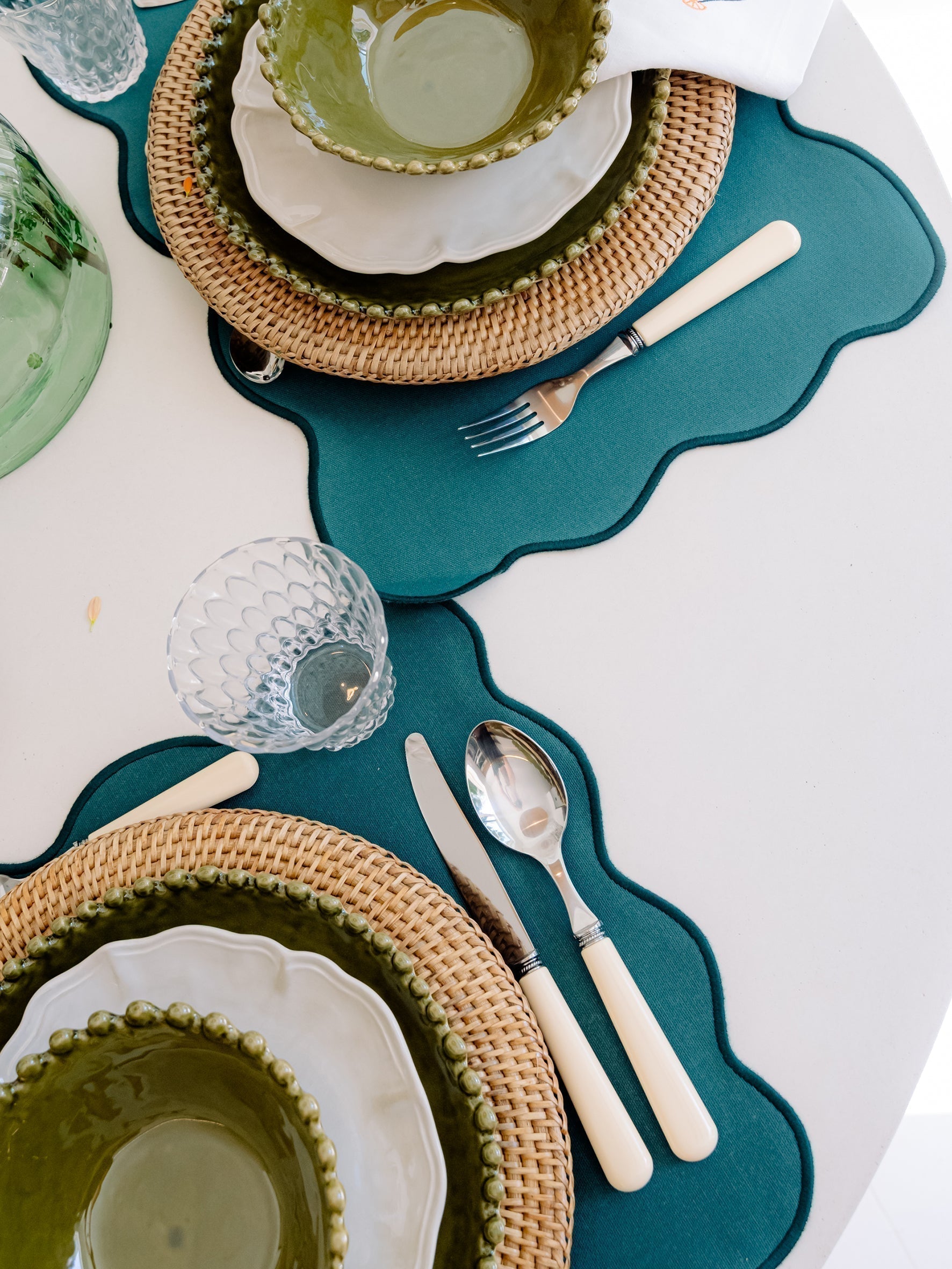Palma Stain-Resistant Placemat, Petrol Blue and Blue