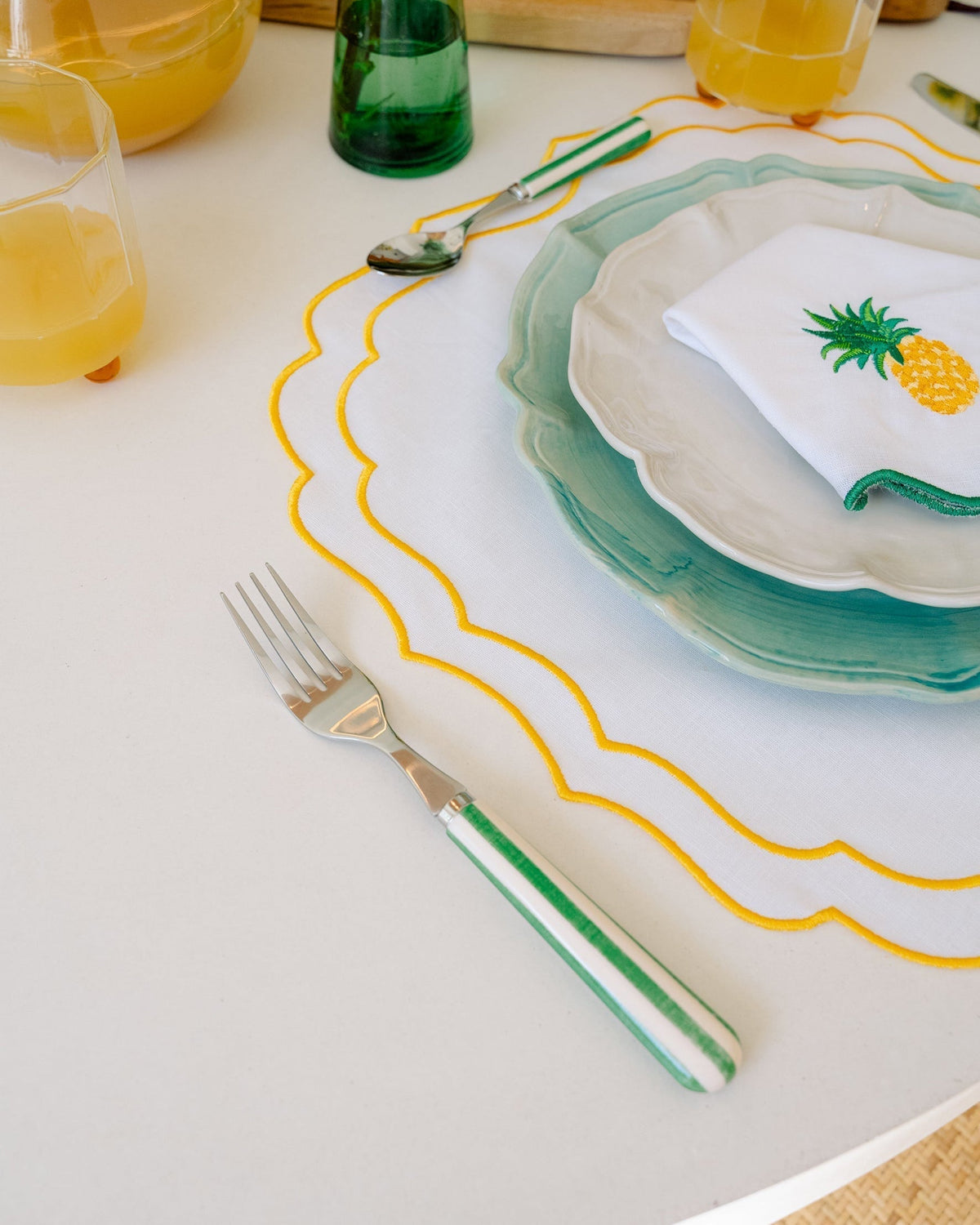 Conjunto de Talheres Verde e Pérola (24 peças)
