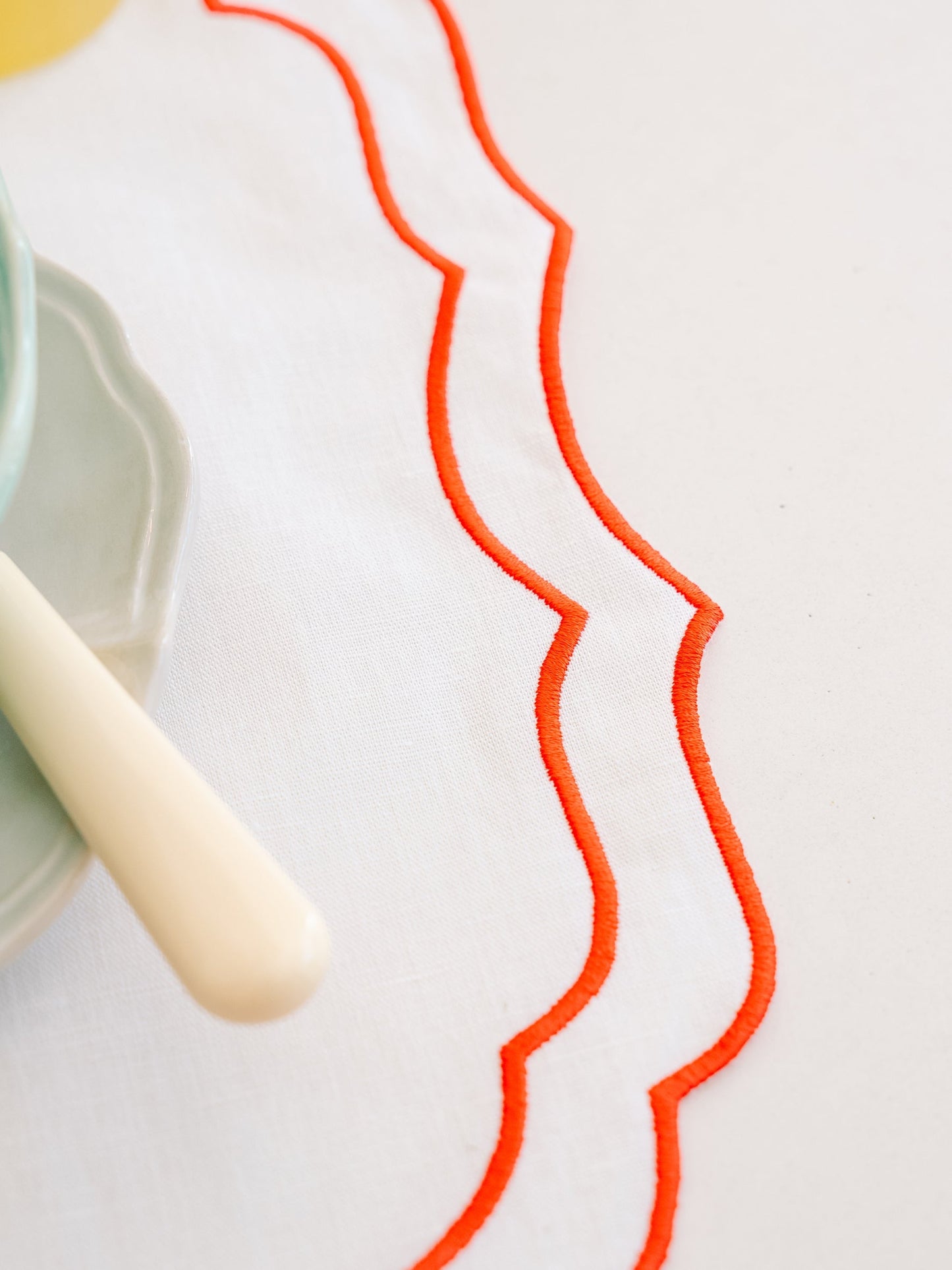 Greta Stain-Resistant Placemat, White and Orange
