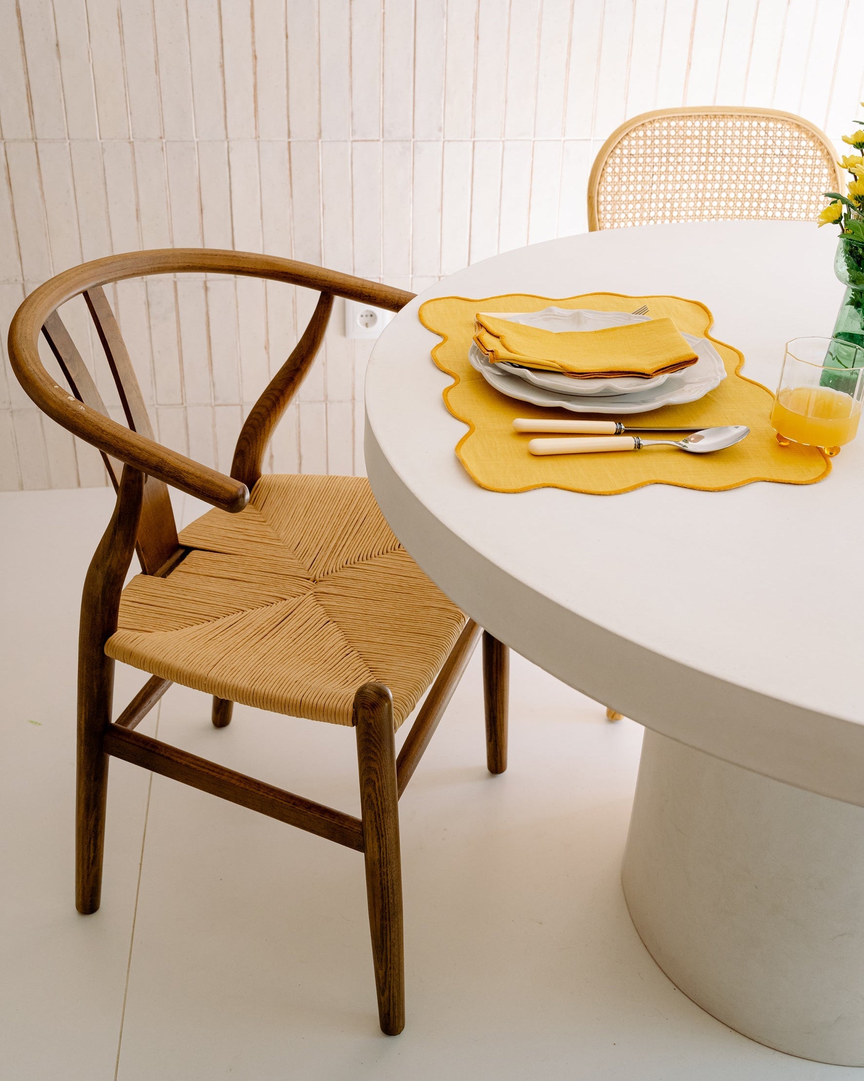 Oslo Chair with Dark-Brown-Finish Elmwood Arms and Rope Seat