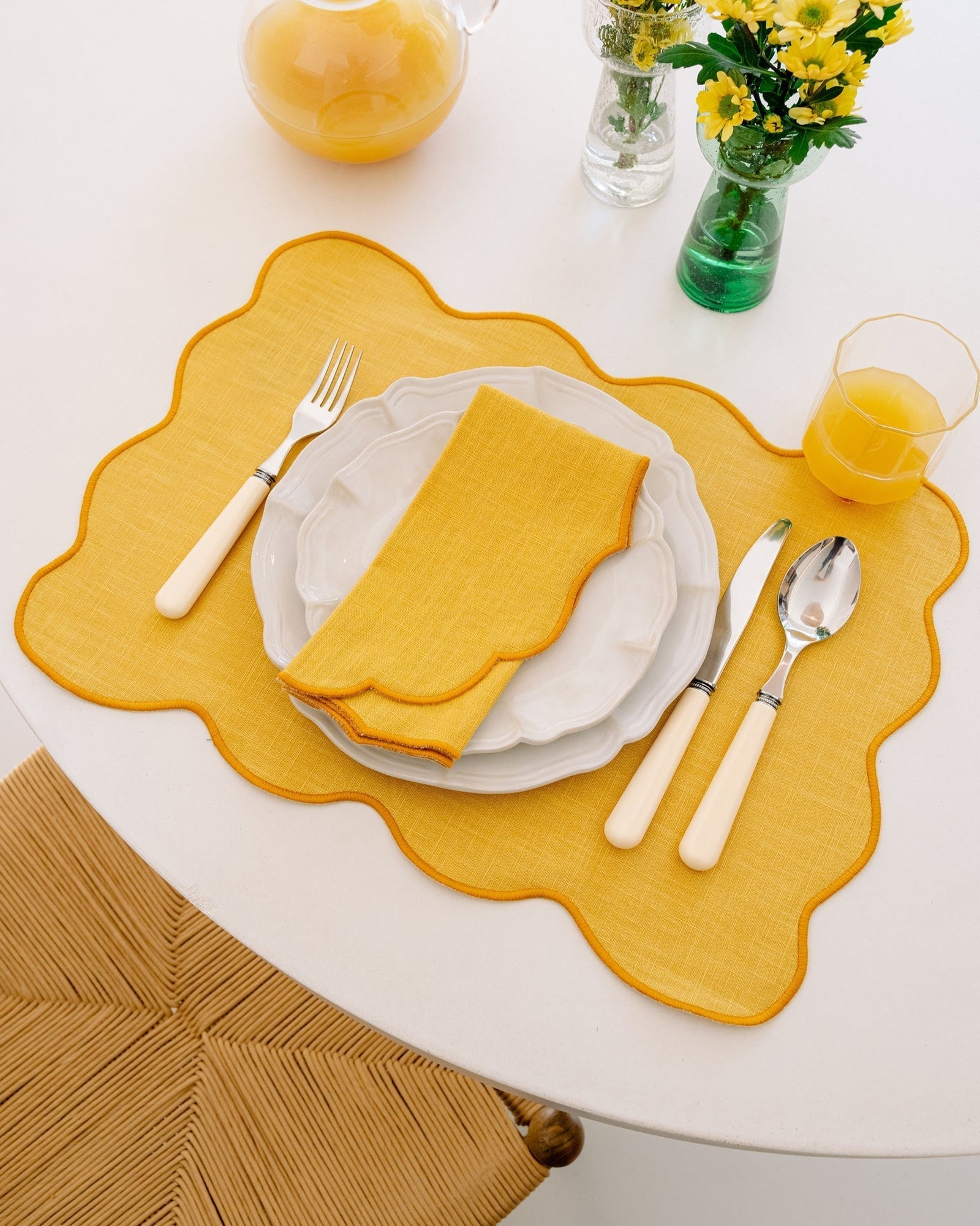 Palma Stain-Resistant Placemat, Yellow on Yellow