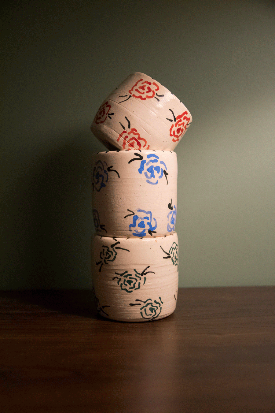 Handcrafted Roses Mug SET of 4