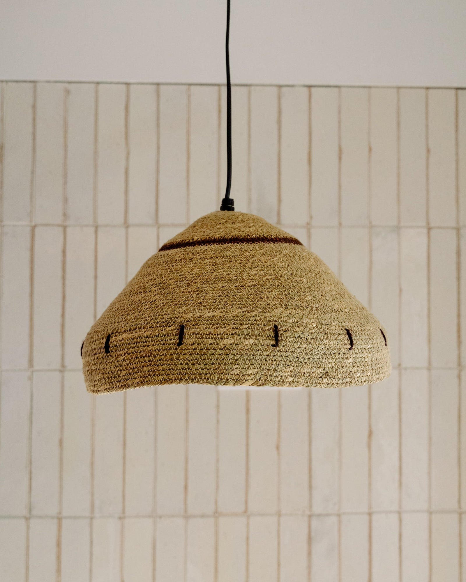 Retro Natural-Fibre Pendant Light, 41 x 41 x 22 cm