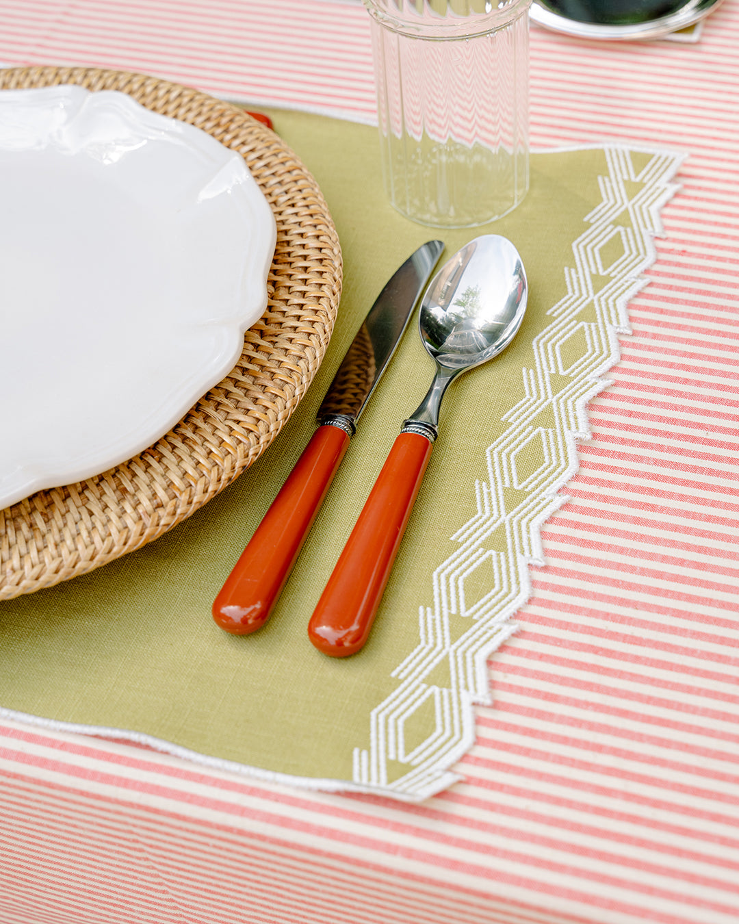 Prisma Placemat, Green and White