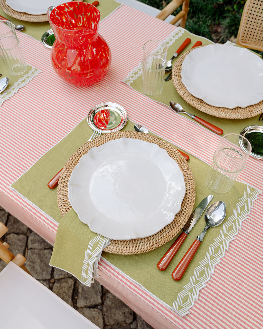 Prisma Placemat, Green and White
