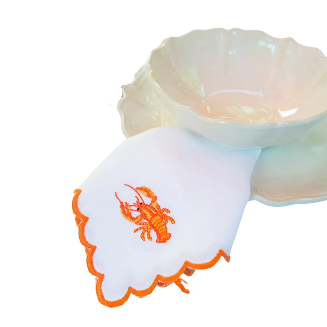 Orange Lobster Napkin with Scalloped Edge