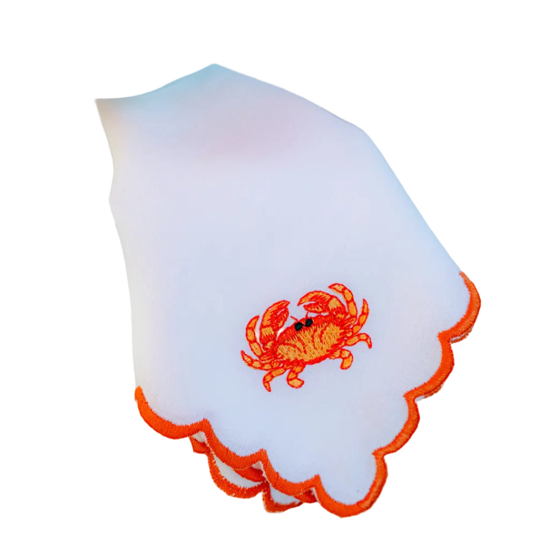 Orange Crab Napkin with Scalloped Edge