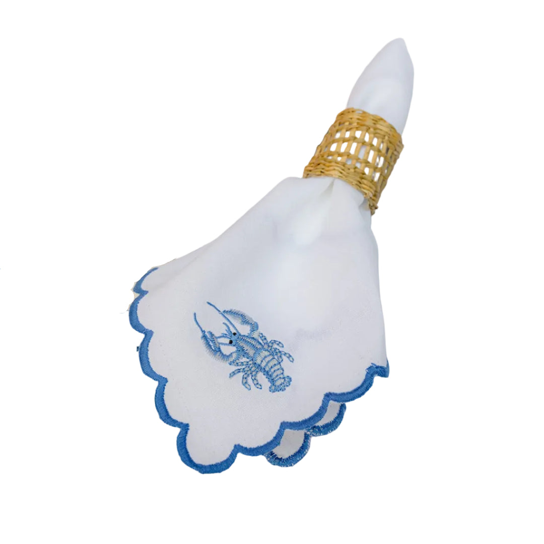 Blue Lobster Napkin with Scalloped Edge