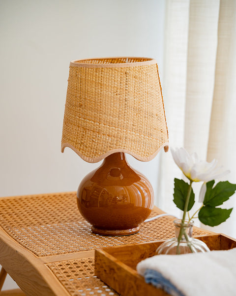 Alice Table Lamp, Brown with Raffia Shade