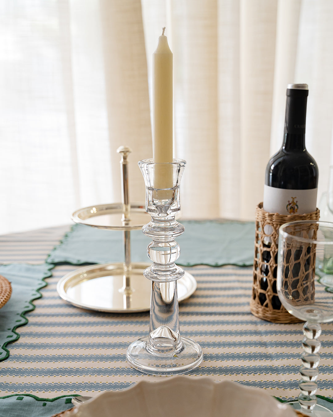 Small Olimpo Glass Candle Holder, H 23.7 cm, Ø 9.2 cm