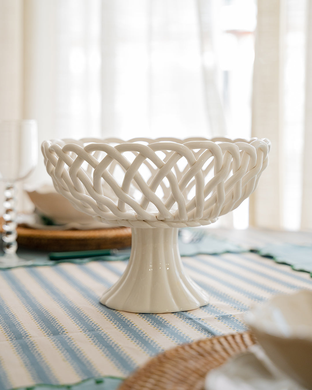 Imperial White Porcelain Pedestal Basket, Ø 25.5 cm, H 17 cm