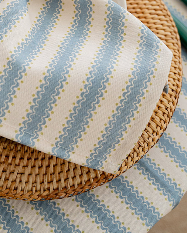 Atlântica Light Blue Printed Napkin in 100% Cotton