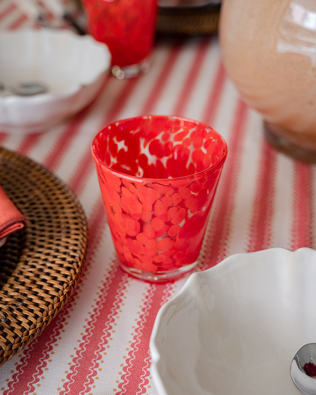 Milano Blown Glass with Red Mottled Pattern