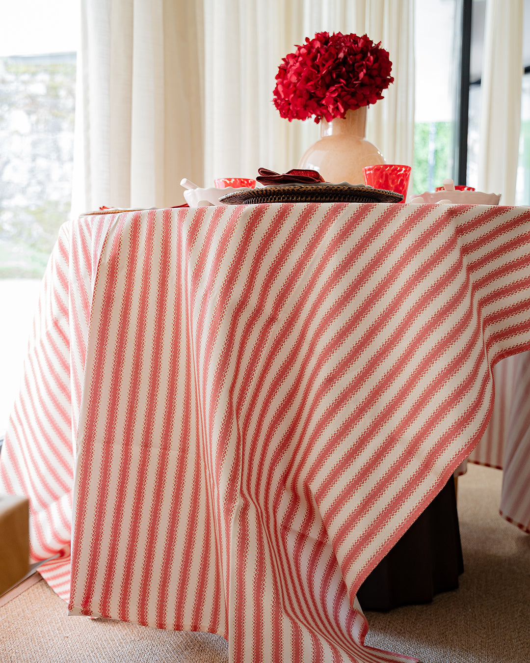 Atlântica Red Printed Tablecloth in 100% Cotton