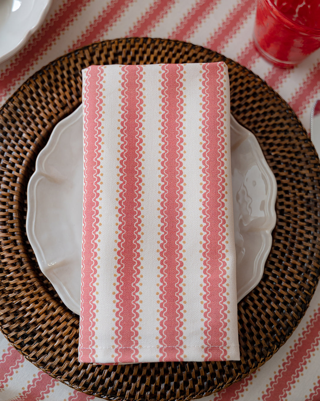 Atlântica Red Printed Napkin in 100% Cotton