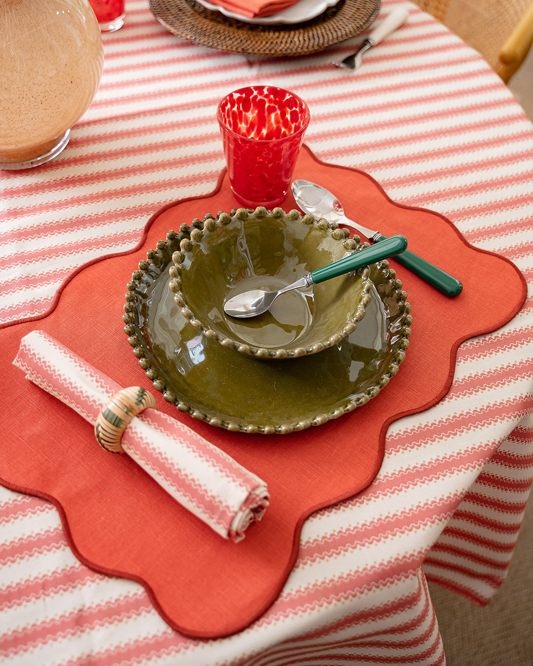 Milano Blown Glass with Red Mottled Pattern