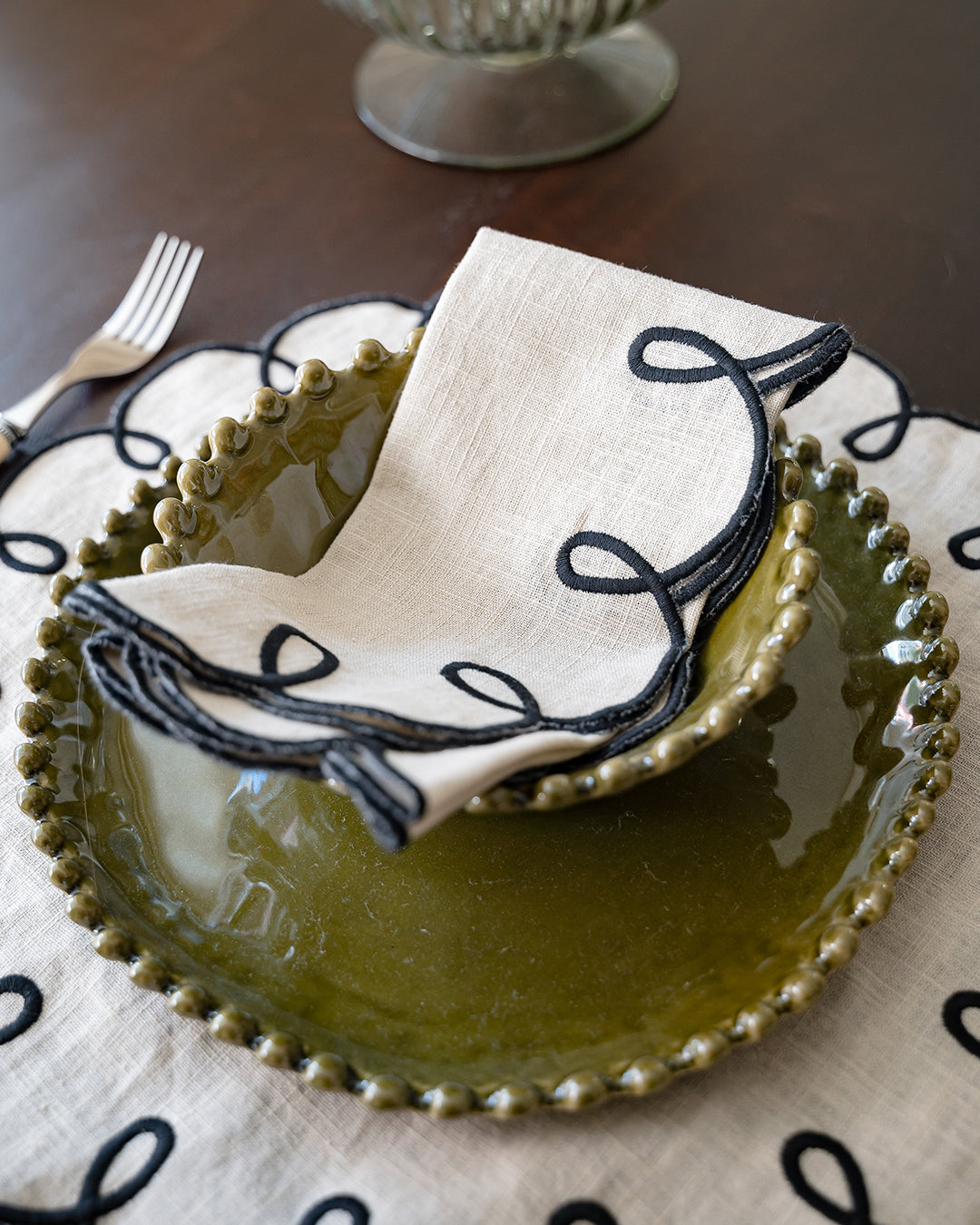 Lisbon Napkin, Beige and Black