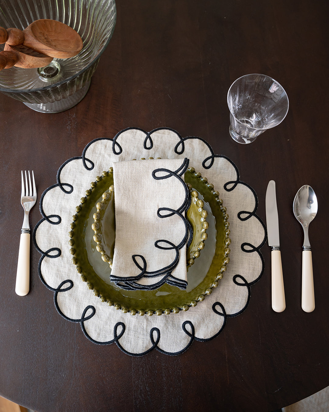 Lisbon Napkin, Beige and Black
