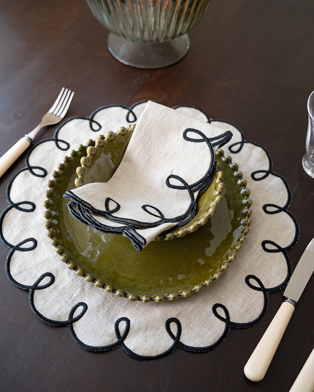 Lisbon Placemat, Beige and Black