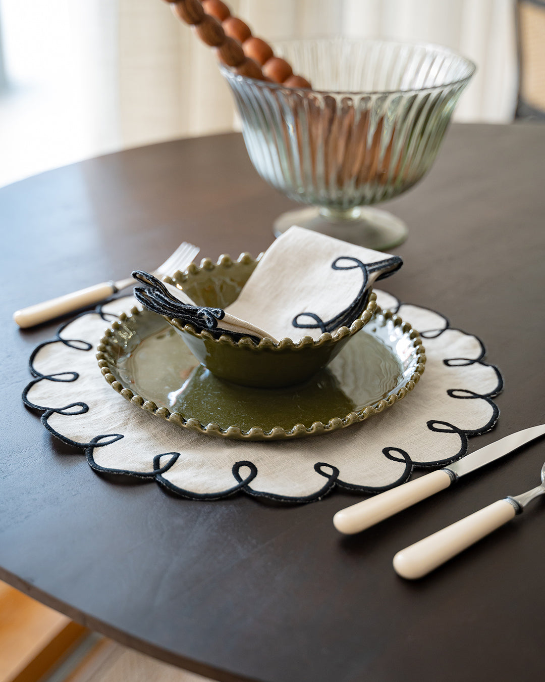 Lisbon Placemat, Beige and Black