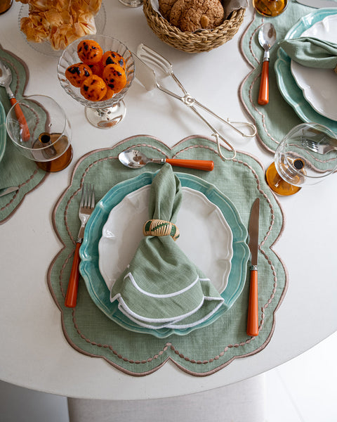 Placemat Mimosa, Green with Beige