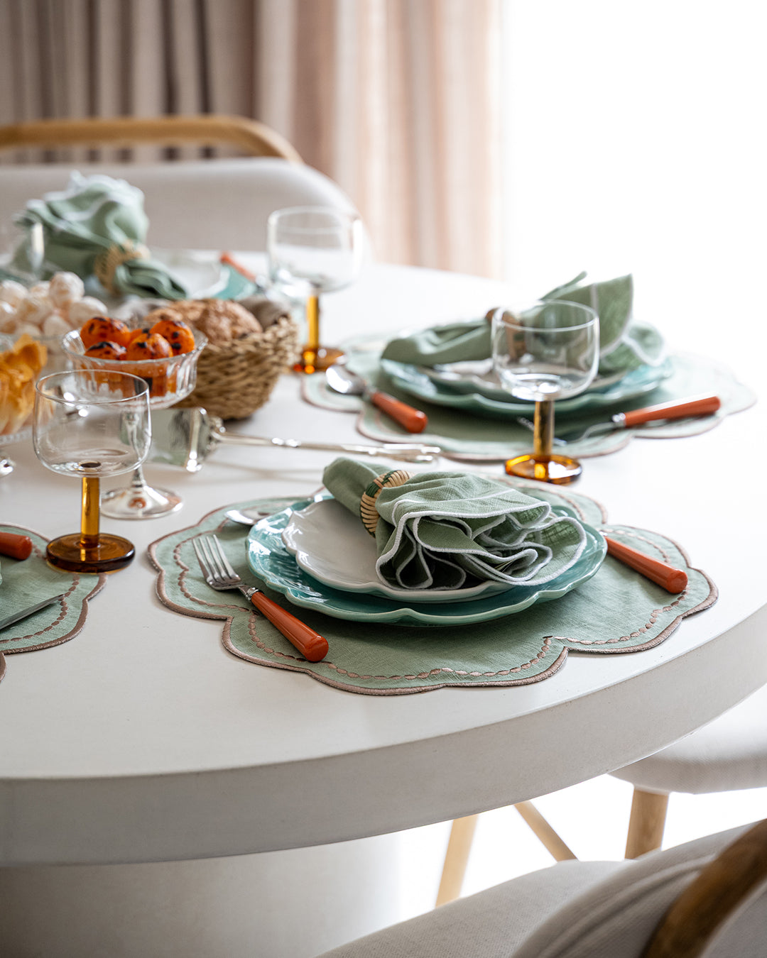 Placemat Mimosa, Green with Beige