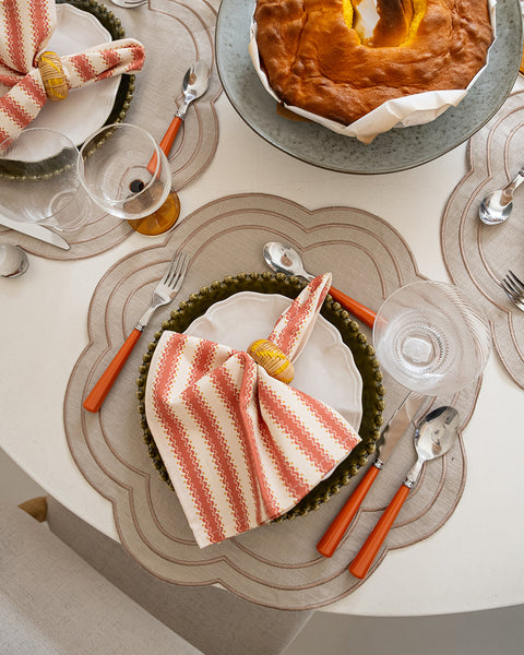 Placemat Flora, Beige with Beige