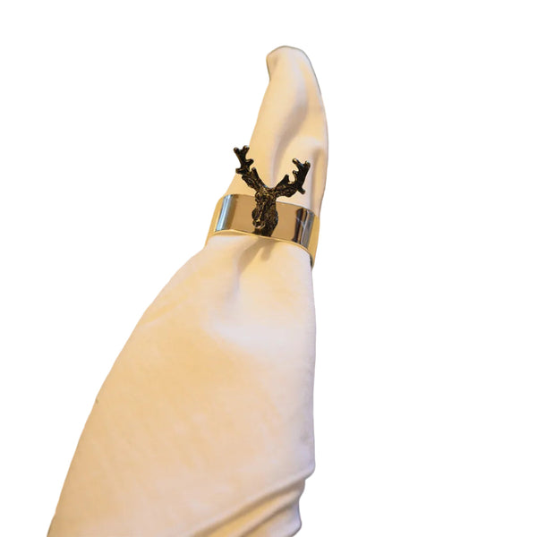 Argola para Guardanapo com Rena Prateada, 5x2,5 cm