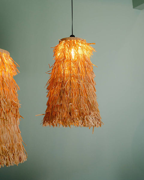 Natural-Fibre Pendant Light, 35 x 35 x 50 cm