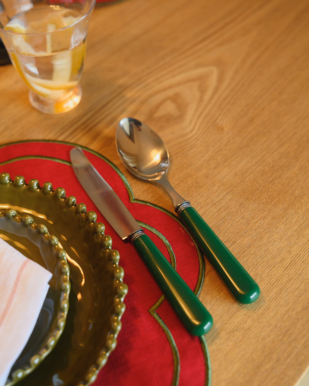 Dark Green Cutlery Set, 24 Pieces