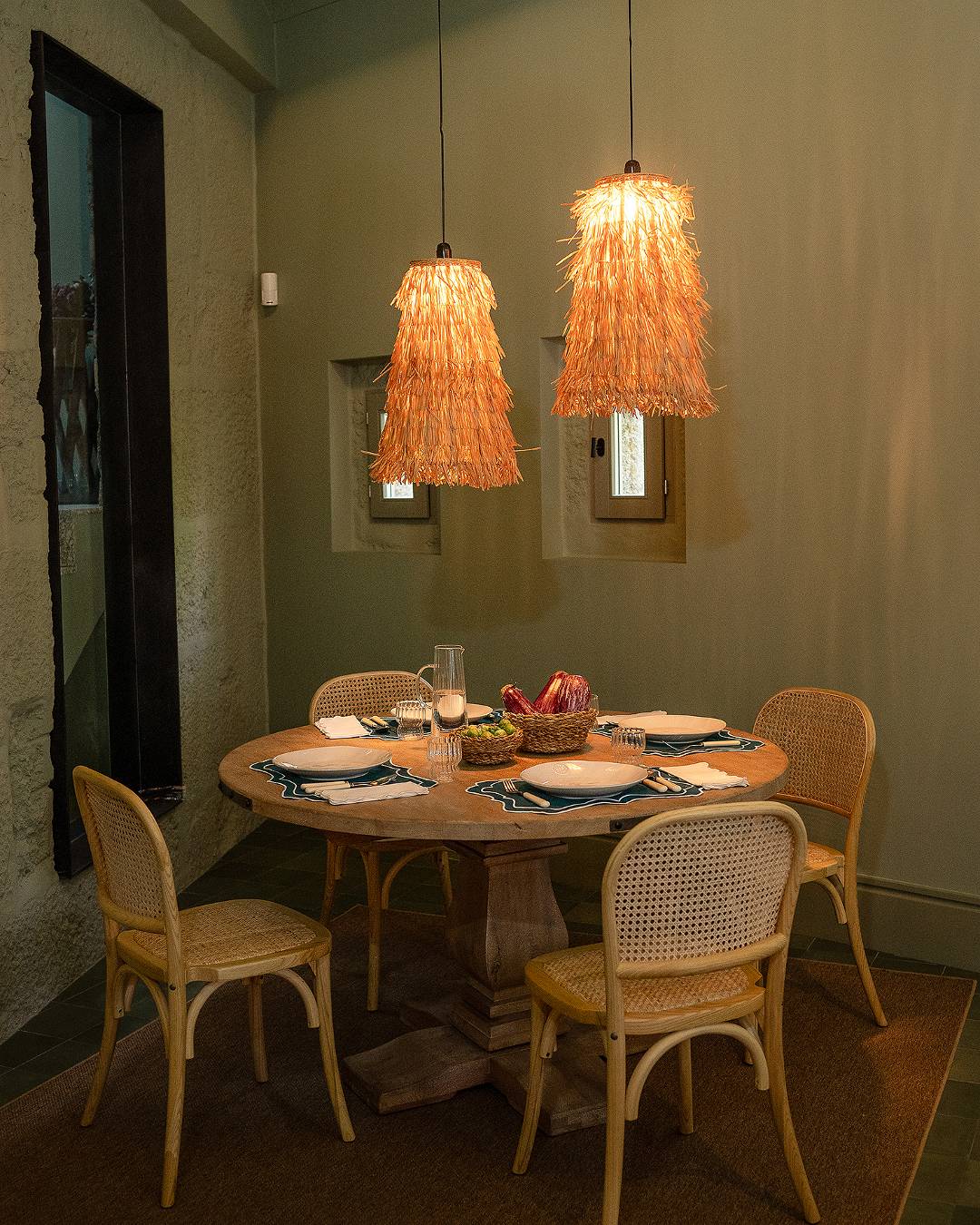 Natural-Fibre Pendant Light, 35 x 35 x 50 cm
