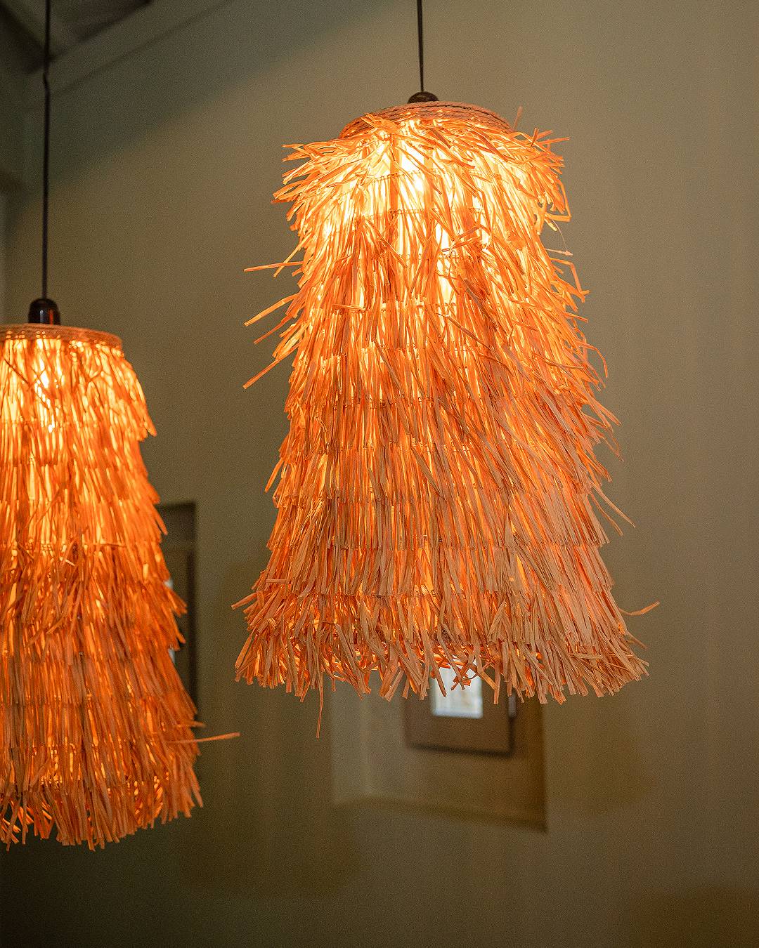 Natural-Fibre Pendant Light, 35 x 35 x 50 cm