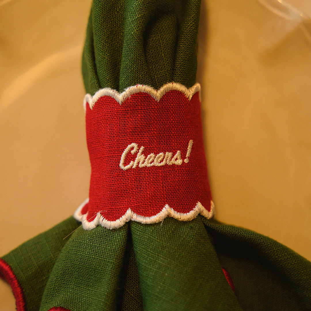 Napkin Ring Cheers, Red with White