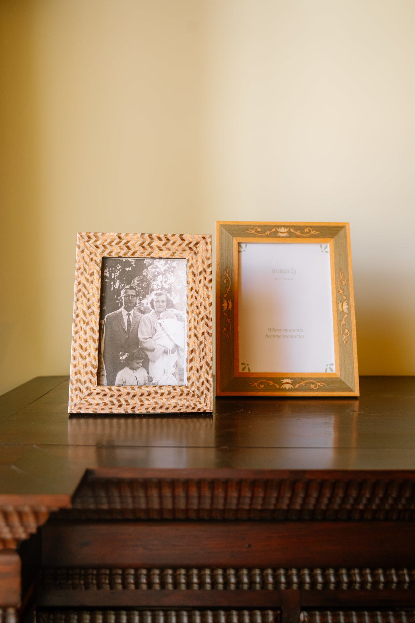 Ricordi Wooden Floral Photo Frame, 13 × 18 cm