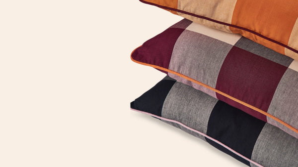 Cosmos Check Cushion, Pepper
