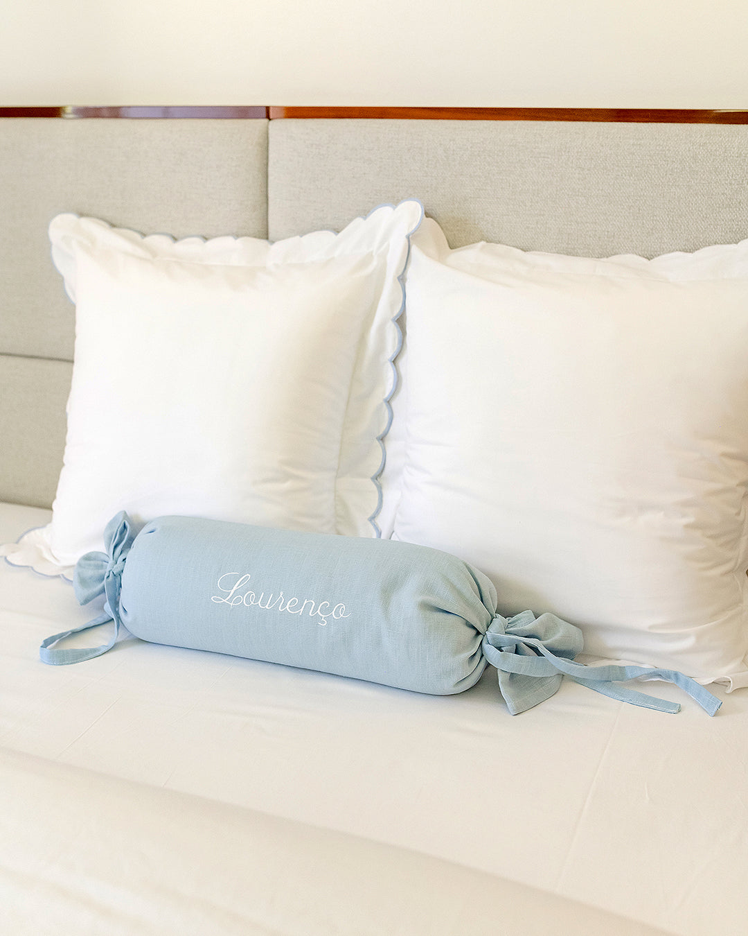 Personalized Blue Baby Bolster Pillow