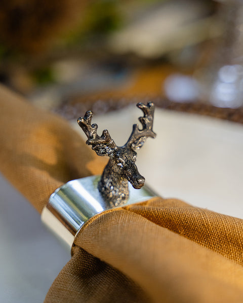 Argola para Guardanapo com Rena Prateada, 5x2,5 cm