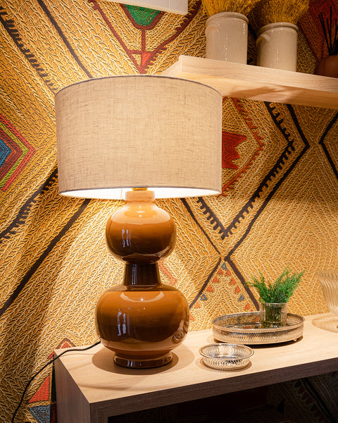 Amália Table Lamp, Brown Ceramic