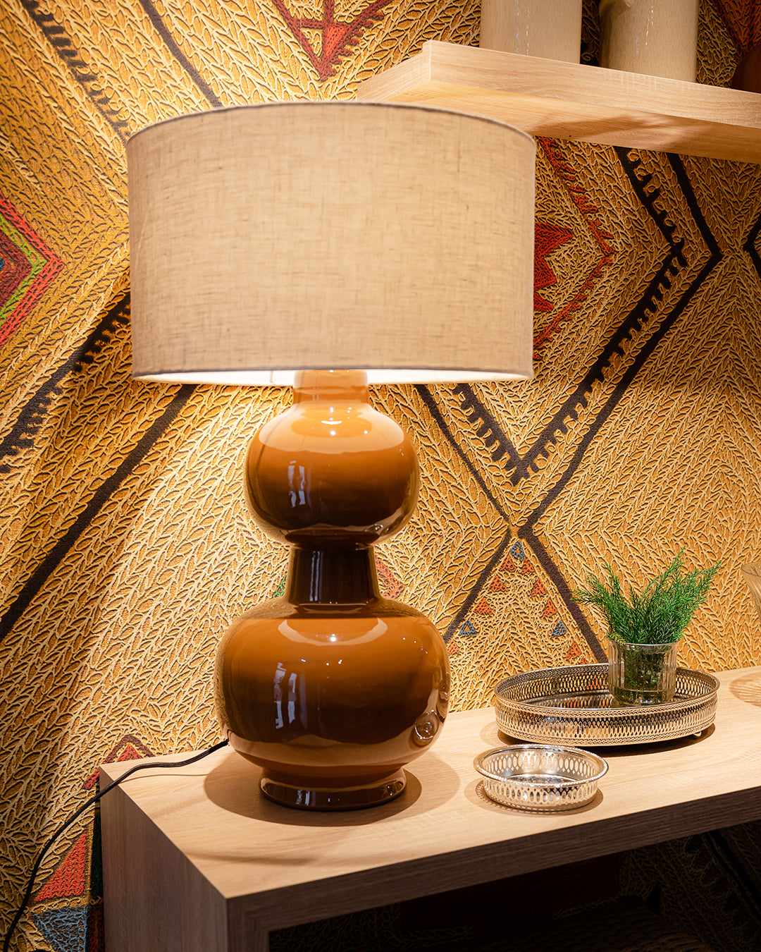 Amália Table Lamp, Brown Ceramic