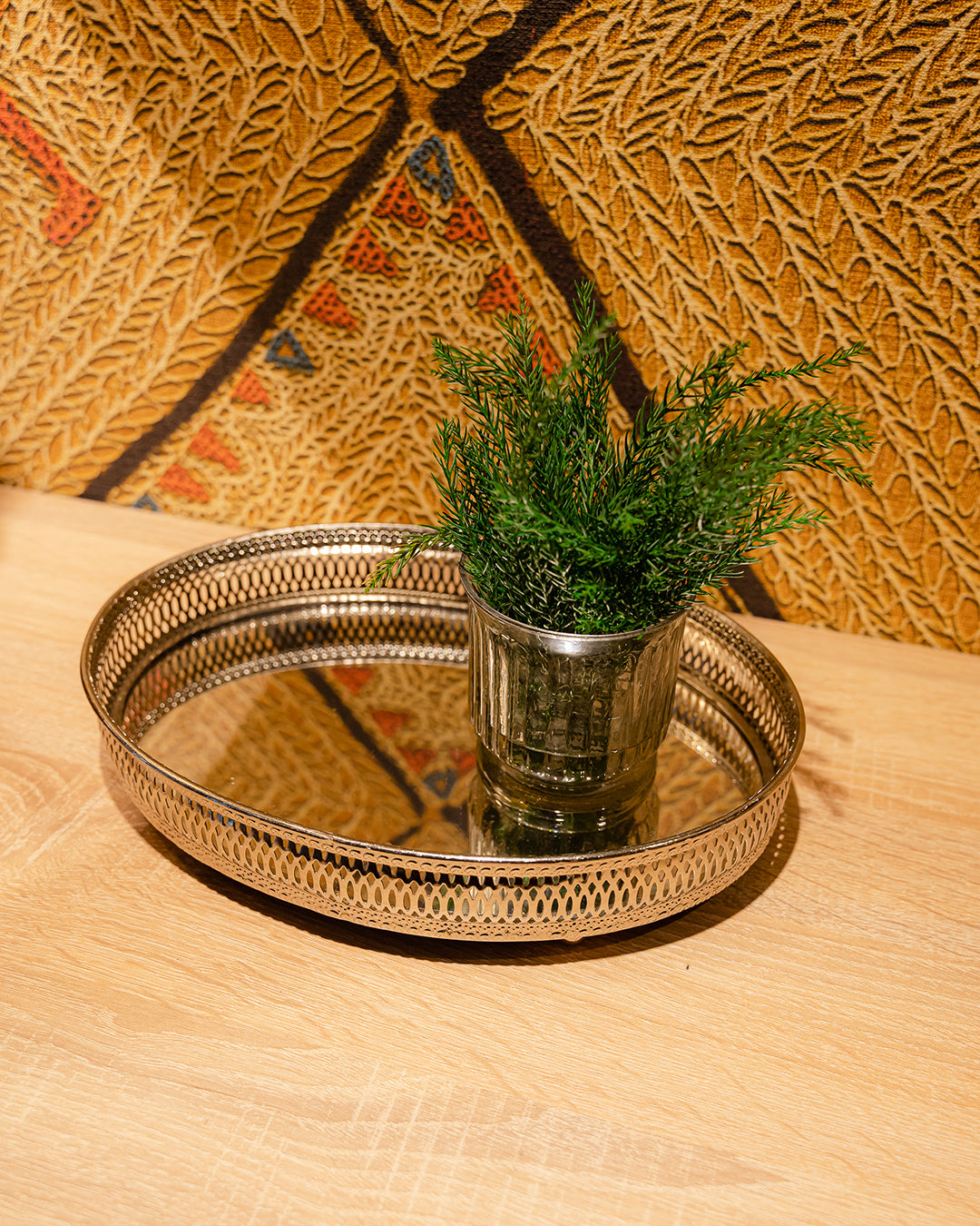 Oval Silver-Plated Mirrored Tray, 29 x 19 cm