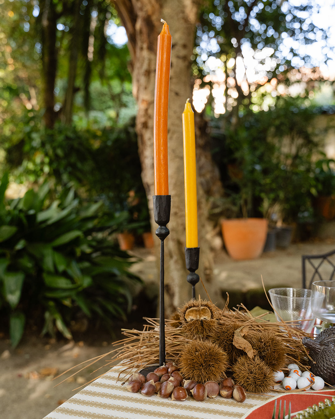 Black Roros Iron Candlestick, 29 cm