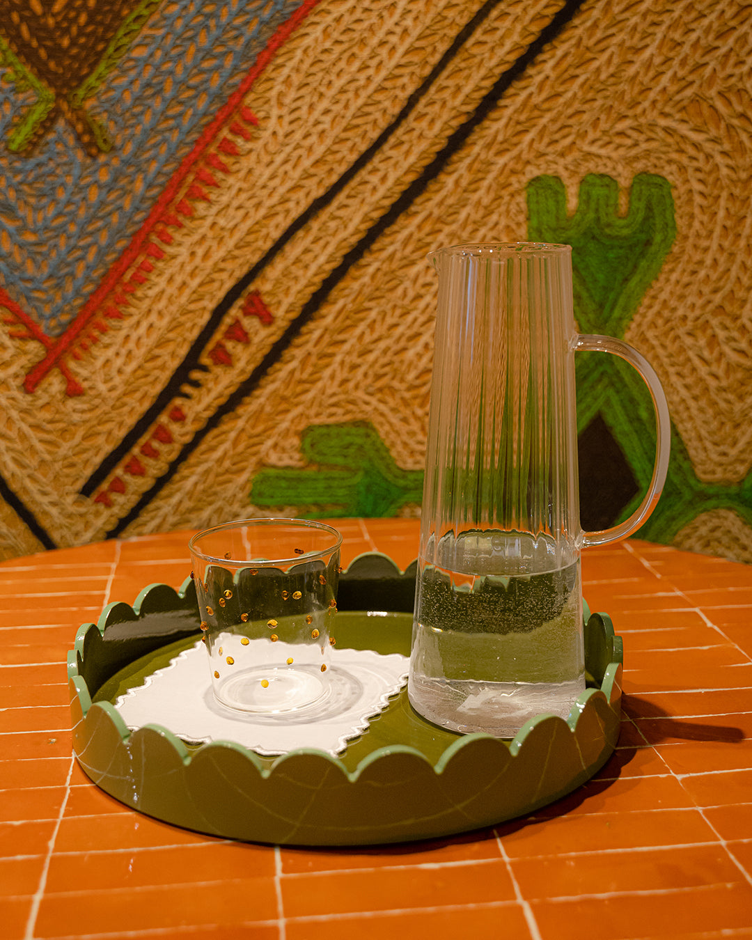 Tabuleiro Redondo Alice Ondulado, Verde Ø30 cm