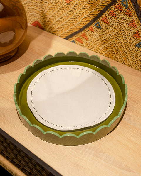 Round Embroidered Tray Cloth, Ø25 cm