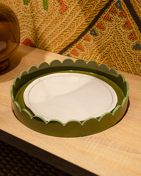 Round Embroidered Tray Cloth, Ø25 cm