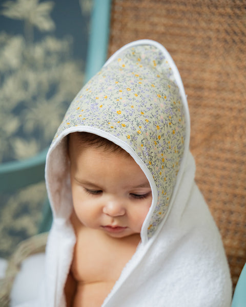 Floral Baby Bath Towel, Green