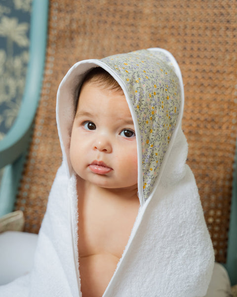 Floral Baby Bath Towel, Green