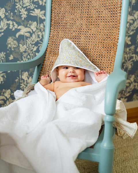 Floral Baby Bath Towel, Green