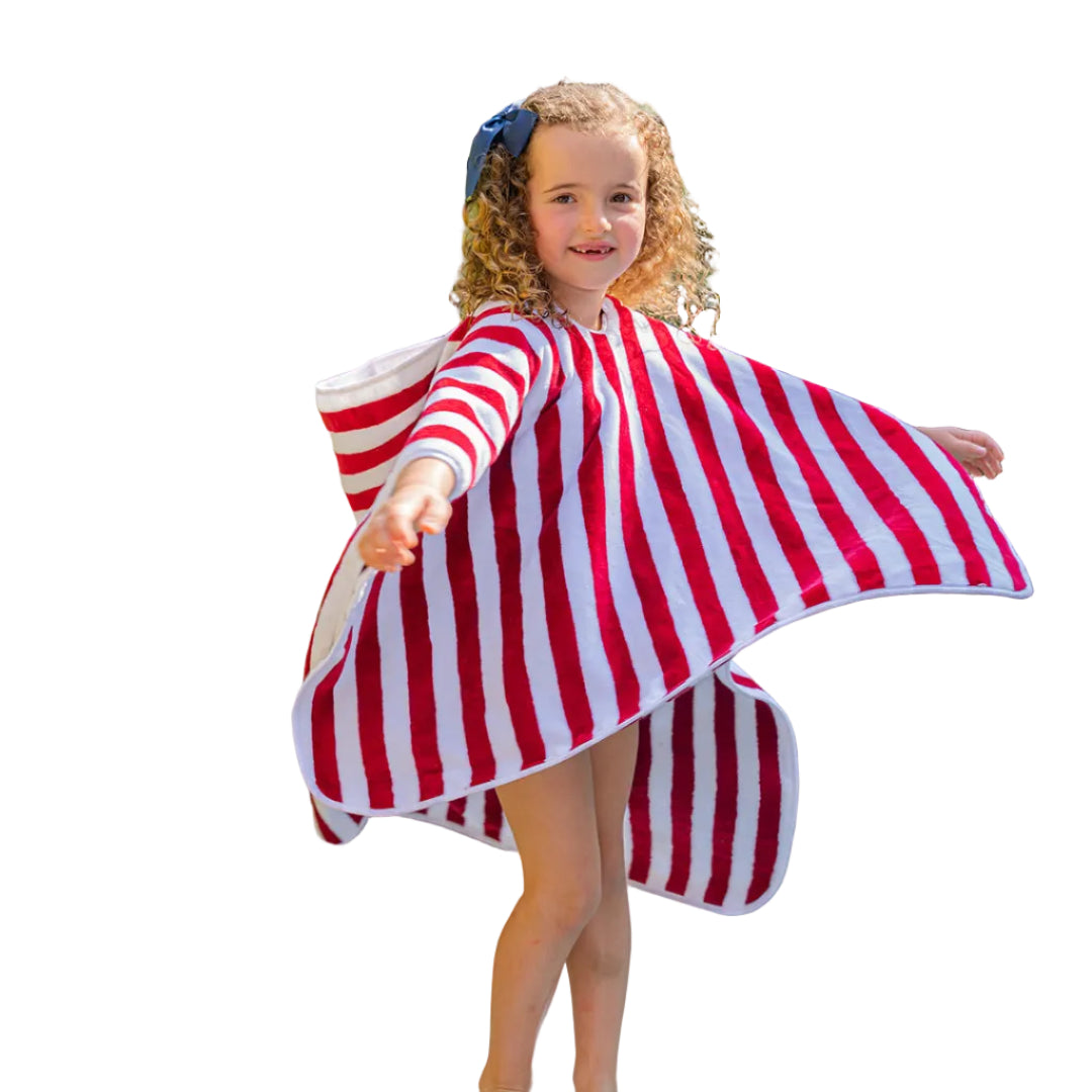 Children’s Bordeaux Stripe Cotton Poncho