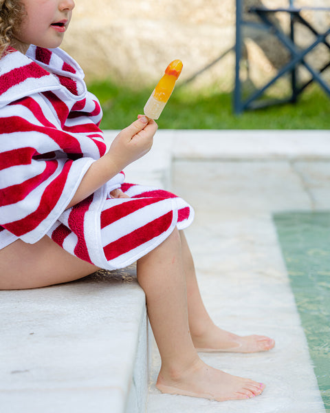 Children’s Bordeaux Stripe Cotton Poncho