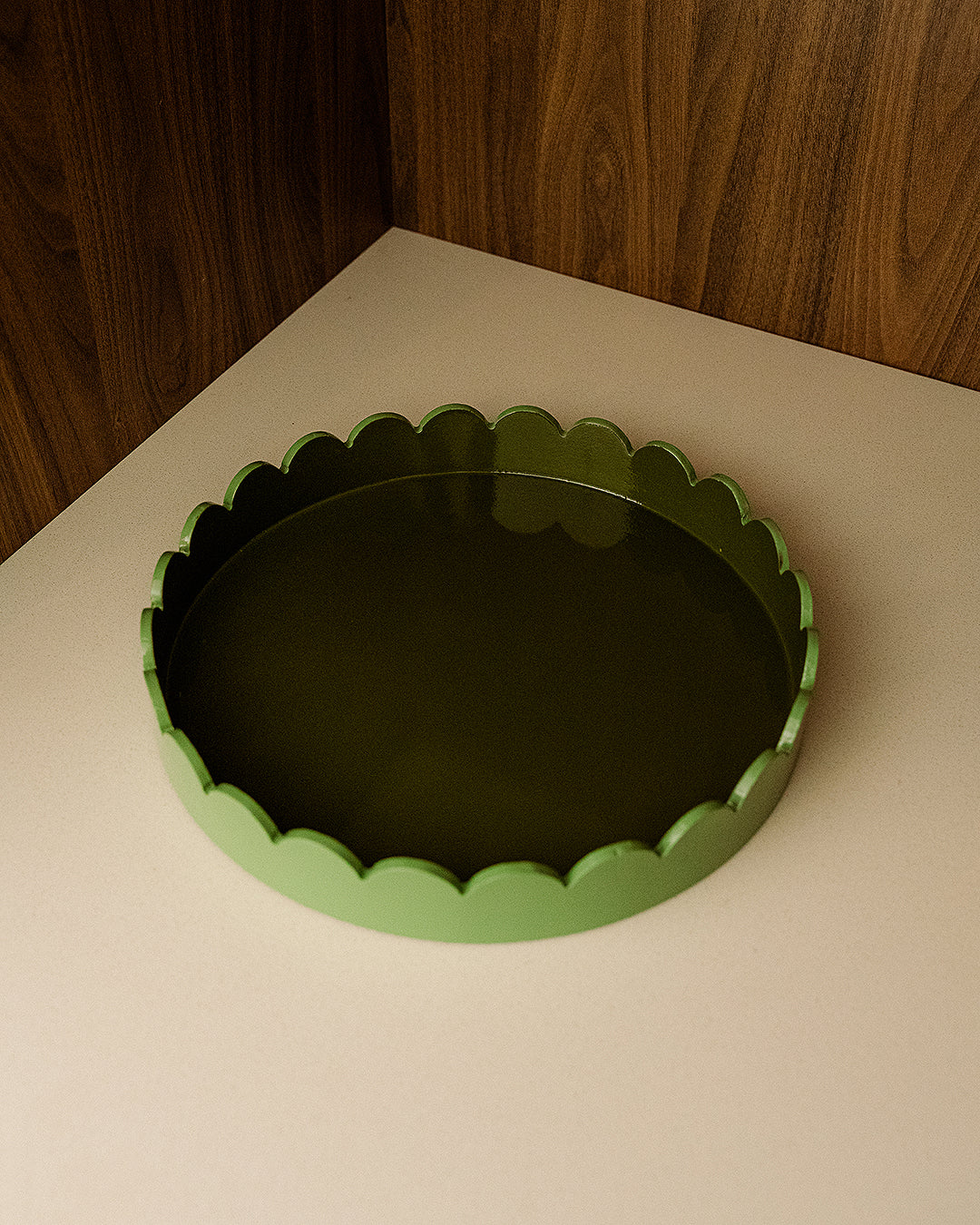 Tabuleiro Redondo Alice Ondulado, Verde Ø30 cm